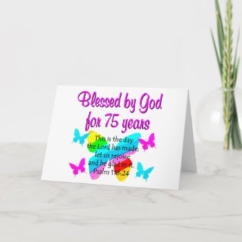 Blessed Butterfly 75th Birthday Design Card by JLPBirthday at Zazzle