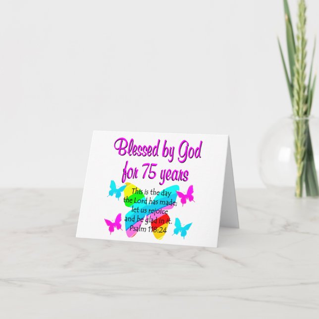 BLESSED BUTTERFLY 75TH BIRTHDAY DESIGN CARD (Front)