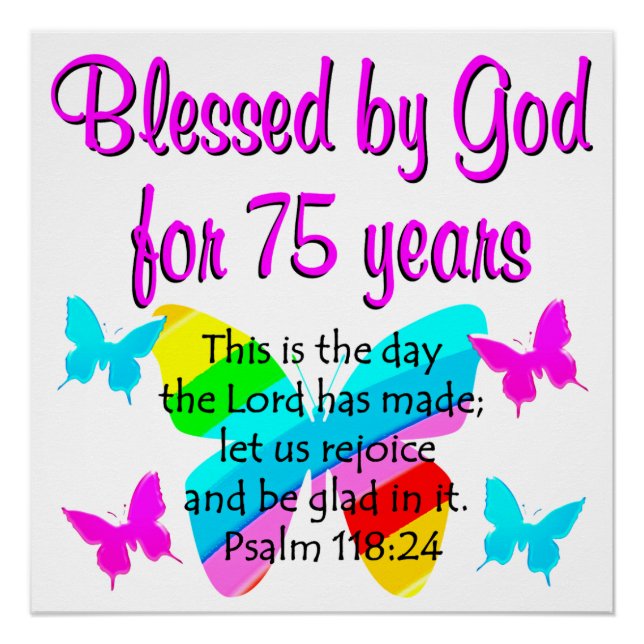 BLESSED BUTTERFLY 75TH BIRTHDAY DESIGN POSTER (Front)