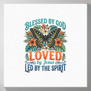 Blessed Butterfly Christian T-Shirt Design_1 Canvas Photo Tile