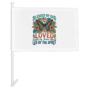 Blessed Butterfly Christian T-Shirt Design_1 Car Flag