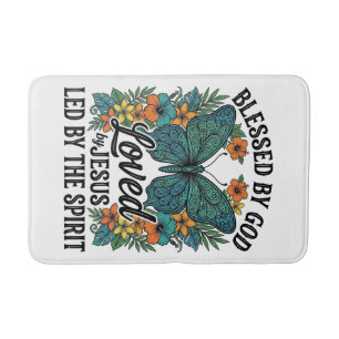 Blessed Butterfly Christian T-Shirt Design (2) Bath Mat