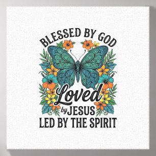Blessed Butterfly Christian T-Shirt Design (2) Canvas Photo Tile