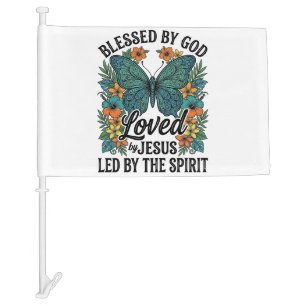 Blessed Butterfly Christian T-Shirt Design (2) Car Flag