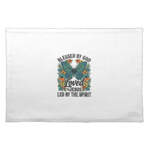 Blessed Butterfly Christian T-Shirt Design (2) Cloth Placemat