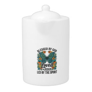 Blessed Butterfly Christian T-Shirt Design (2) Teapot