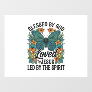 Blessed Butterfly Christian T-Shirt Design (2) Window Cling