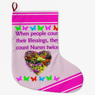 BLESSED BY A NURSE LARGE CHRISTMAS STOCKING