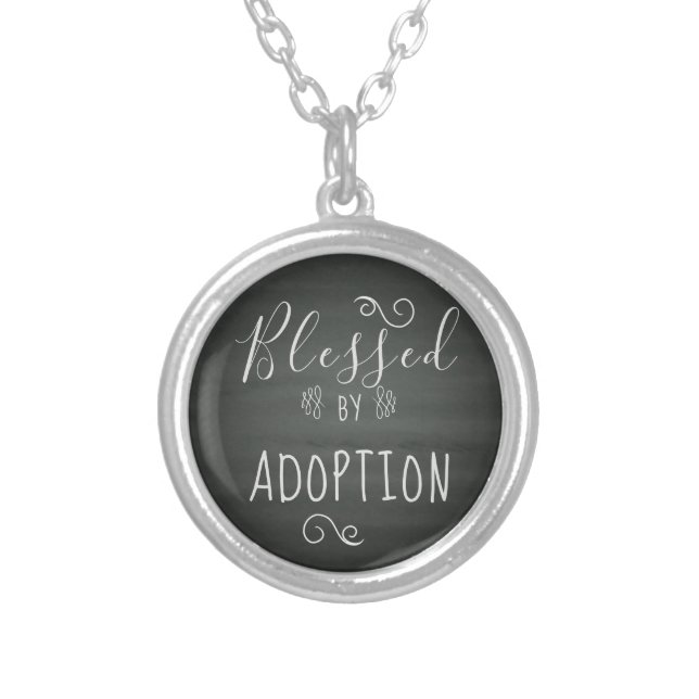 Blessed by Adoption - Foster Care, Adopt Gift Silver Plated Necklace (Front)