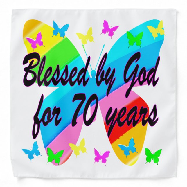 BLESSED BY GOD 70TH BUTTERFLY DESIGN BANDANA (Front)