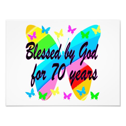 BLESSED BY GOD 70TH BUTTERFLY DESIGN PHOTO PRINT