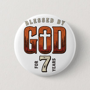 Blessed By God 7 Years Vintage Christian Shirt Button