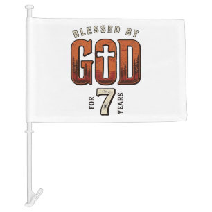 Blessed By God 7 Years Vintage Christian Shirt Car Flag