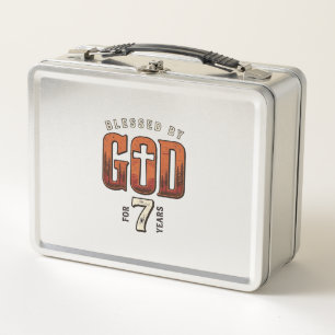 Blessed By God 7 Years Vintage Christian Shirt Metal Lunch Box