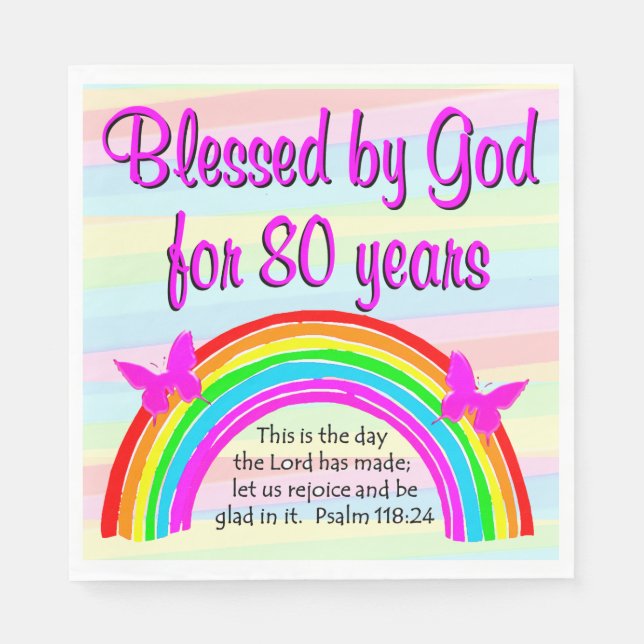BLESSED BY GOD 80TH BIRTHDAY NAPKINS (Front)