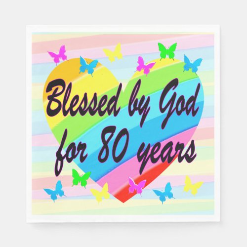 BLESSED BY GOD 80TH BIRTHDAY PAPER PARTY NAPKINS