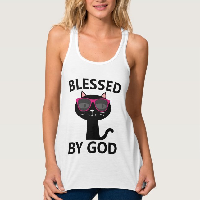 BLESSED BY GOD CAT T-Shirts (Front)