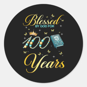 Blessed By God For 100 Years Old 100th Birthday Wo Classic Round Sticker