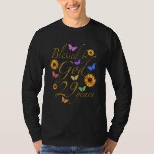 Blessed By God For 29 Year Butterfly Sunflower 29t T-Shirt