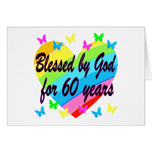 BLESSED BY GOD FOR 60 YEARS HEART DESIGN CARDS