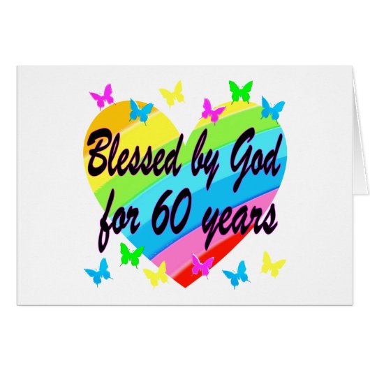 BLESSED BY GOD FOR 60 YEARS HEART DESIGN CARDS (Front Horizontal)