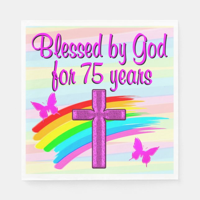 BLESSED BY GOD FOR 75 YEARS PAPER NAPKINS (Front)