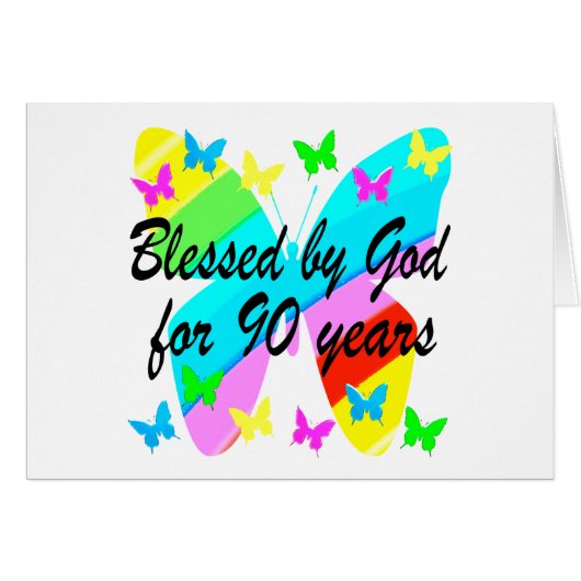 BLESSED BY GOD FOR 90 YEARS CARDS (Front Horizontal)