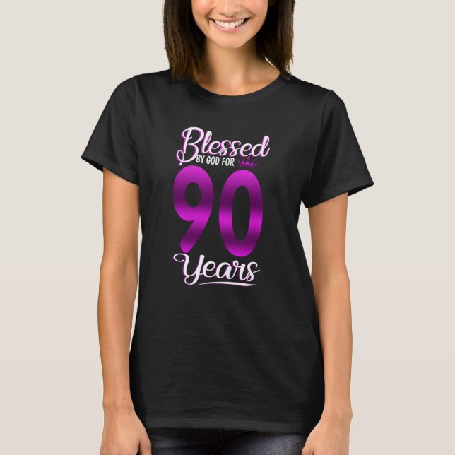 Blessed by God for 90 Years Old 90th Birthday Crow T-Shirt (Front)