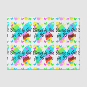 BLESSED BY GOD FOR 90 YEARS TISSUE PAPER