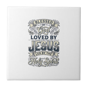 Blessed By God Jesus Holy Spirit Vintage Shirt Ceramic Tile