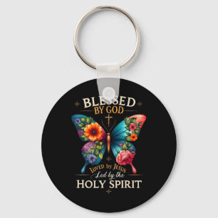 Blessed By God Loved By Jesus Easter Day Mens Wome Keychain