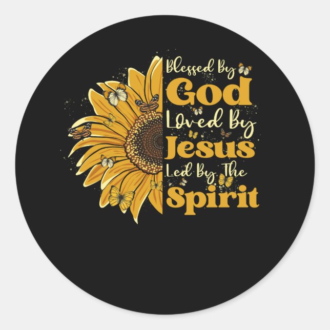 Blessed By God Loved By Jesus Led By The Spirit Su Classic Round Sticker (Front)