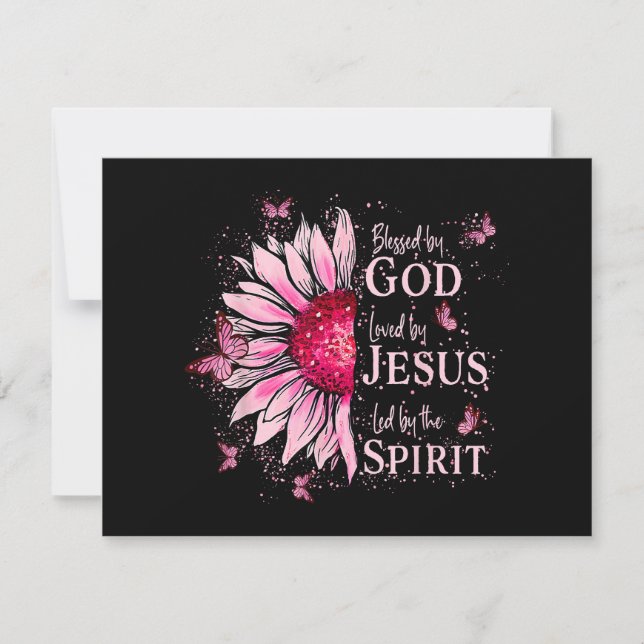 Blessed By God - Loved By Jesus Pink Sunflower (Front)