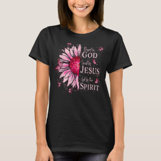 Blessed By God - Loved By Jesus Pink Sunflower 1 T-Shirt