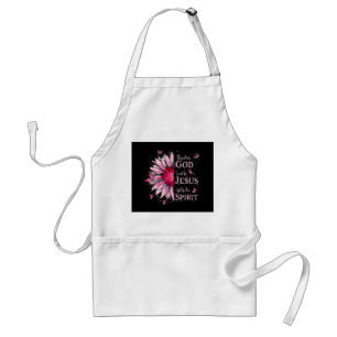 Blessed By God - Loved By Jesus Pink Sunflower Adult Apron