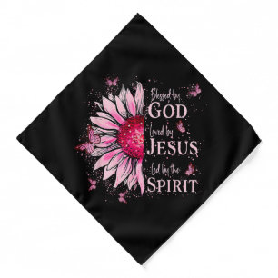 Blessed By God - Loved By Jesus Pink Sunflower Bandana