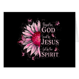 Blessed By God - Loved By Jesus Pink Sunflower Cards