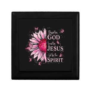 Blessed By God - Loved By Jesus Pink Sunflower Gift Box