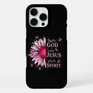 Blessed By God - Loved By Jesus Pink Sunflower iPhone 16 Pro Max Case