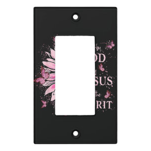 Blessed By God - Loved By Jesus Pink Sunflower Light Switch Cover
