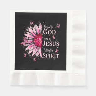 Blessed By God - Loved By Jesus Pink Sunflower Napkins