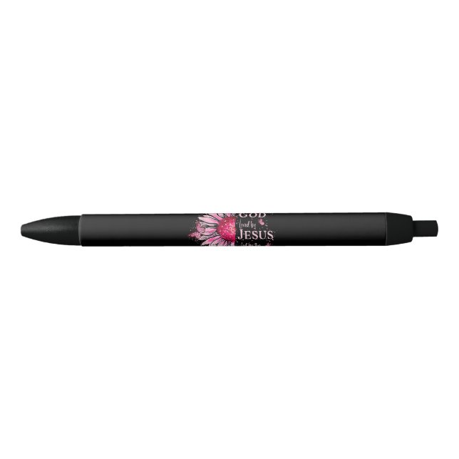 Blessed By God - Loved By Jesus Pink Sunflower Pen (Front)