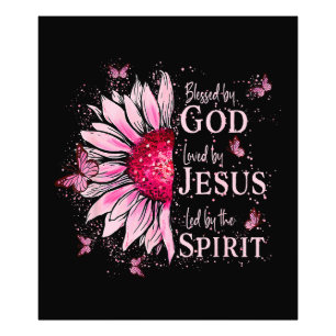 Blessed By God - Loved By Jesus Pink Sunflower Photo Print