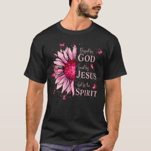 Blessed By God - Loved By Jesus Pink Sunflower T-Shirt