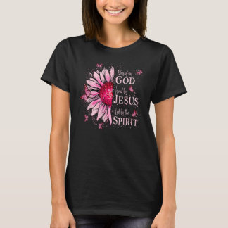 Blessed By God - Loved By Jesus Pink Sunflower T-Shirt