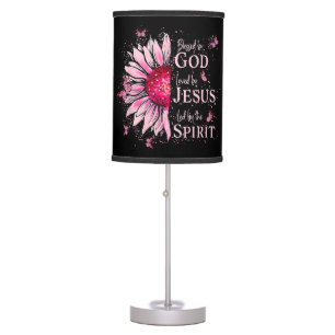 Blessed By God - Loved By Jesus Pink Sunflower Table Lamp