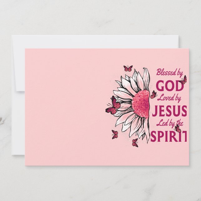 Blessed By God - Loved By Jesus Pink Sunflower Thank You Card (Front)