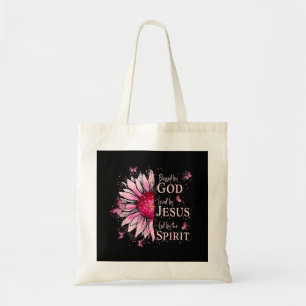 Blessed By God - Loved By Jesus Pink Sunflower Tote Bag
