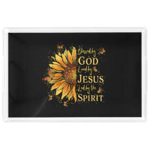 Blessed By God - Loved By Jesus, Sunflower Acrylic Tray