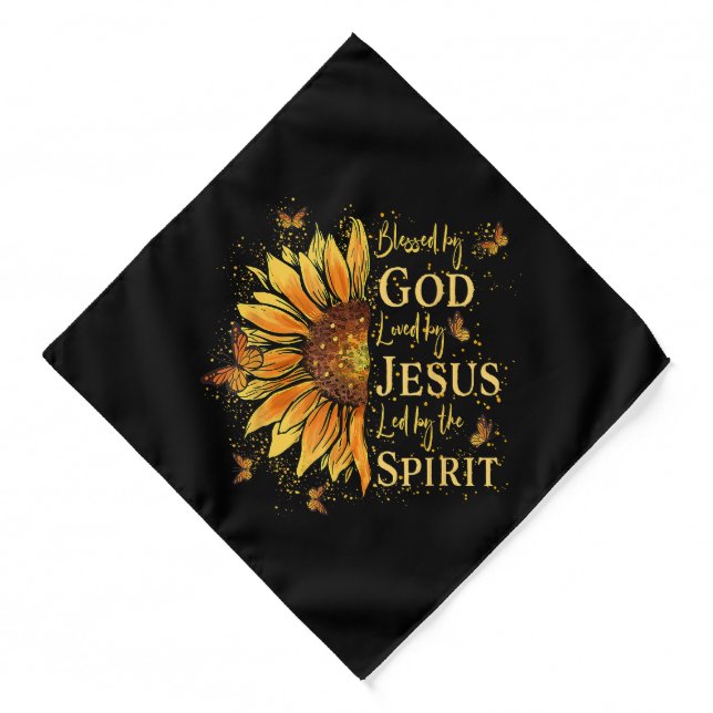 Blessed By God - Loved By Jesus, Sunflower Bandana (Front)